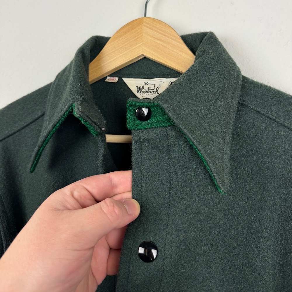 Vintage 70's Woolrich Green Work Jacket  - 100% Wool - Minimalist Workwear - Picture 3 of 10